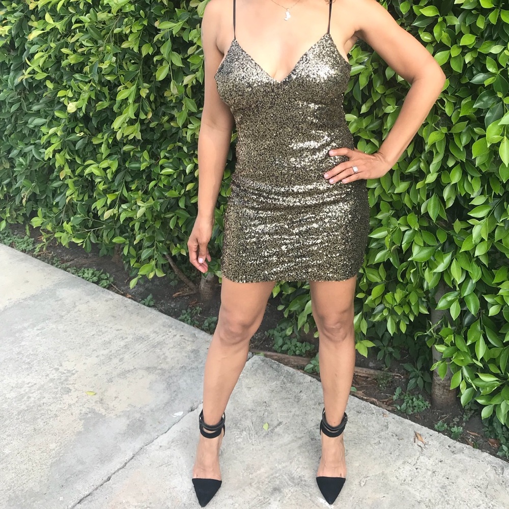 NWT Gold Sequins Mini Dress (lining) Party Dress
